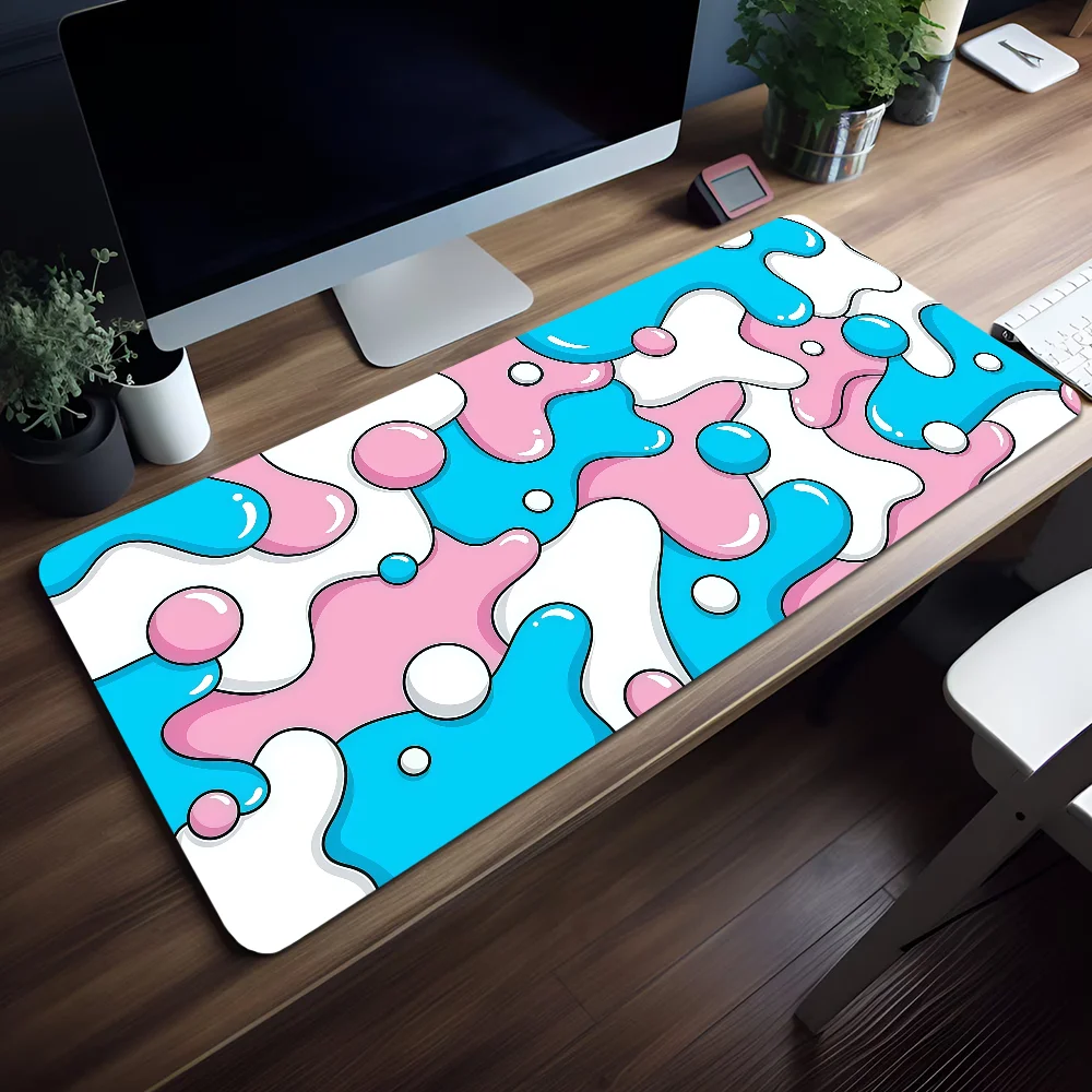 Pc Gaming Liquid - CIFBUY 抽象的な液体模様の大型デスクマット。青と白の配色で、滑り止め加工が施されており、PC用ゲーミングマウスパッドとして最適。