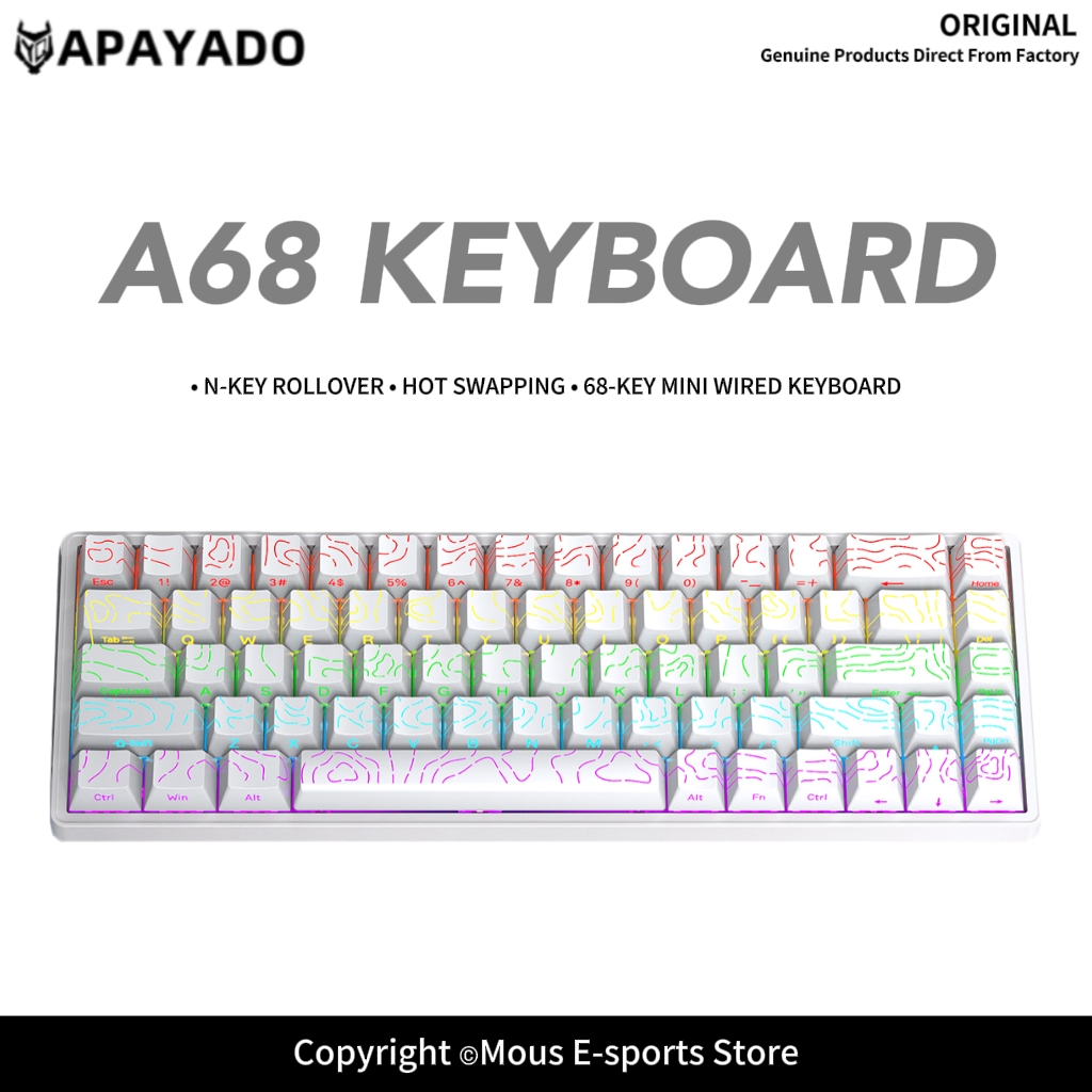 Pc Gaming Pink - APAYADO A68 有線メカニカルキーボード ホットスワップ可能 RGB 68